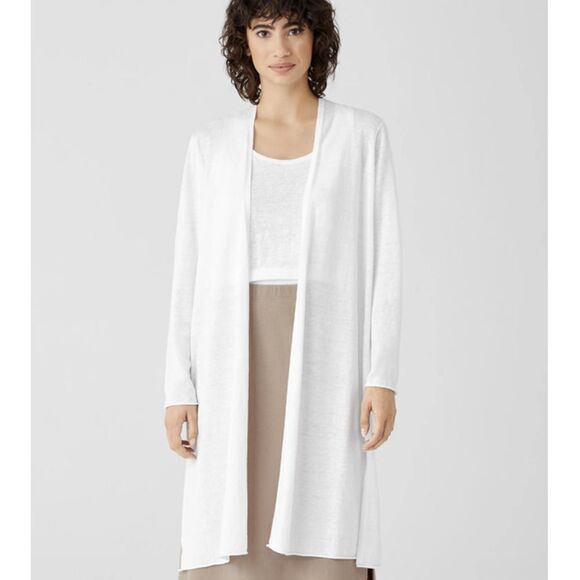 Eileen Fisher Women's Simple Long White Cardigan Sweater XL - Picture 1 of 7